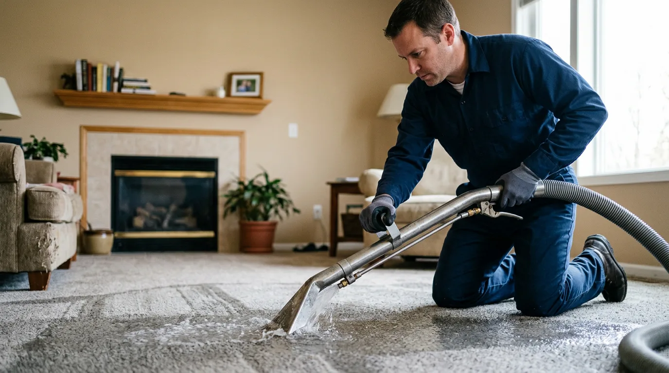Water damage restoration technician working near La Grange, CA